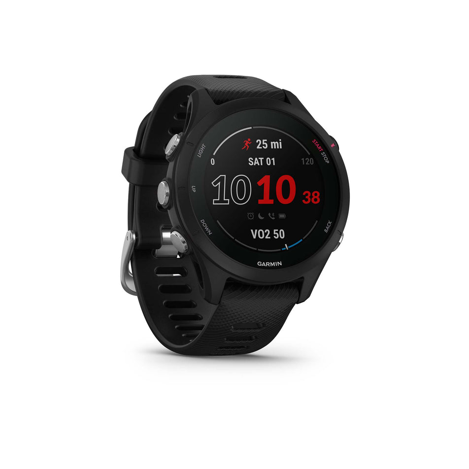 Garmin Forerunner 255 noire, vue de trois quarts